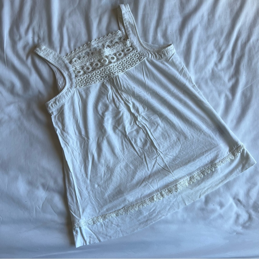 White Lace Trim Tank Top